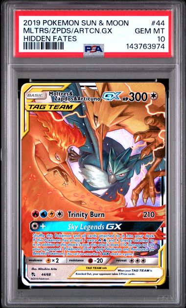 Moltres & Zapdos & Articuno GX 44/68 Hidden Fates PSA 10 143763974