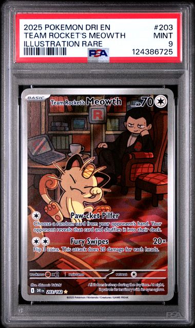 Team Rocket's Meowth 203/182 Destined Rivals PSA 9 124386725