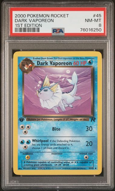 Dark Vaporeon 45/82 Team Rocket 1st Edition PSA 8 76016250