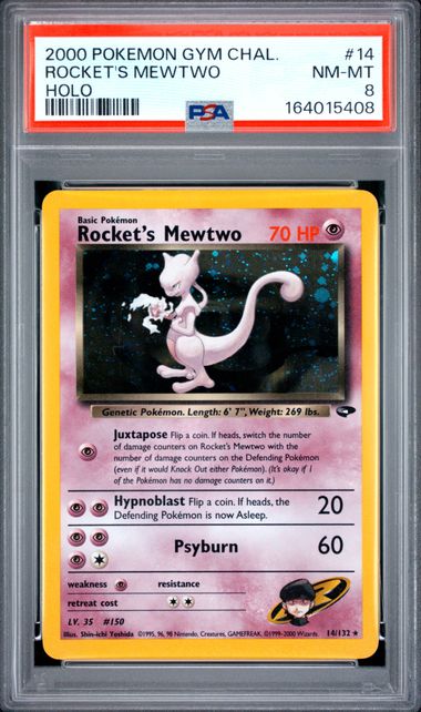 Rocket's Mewtwo - Holo 14/132 Gym Challenge PSA 8 164015408