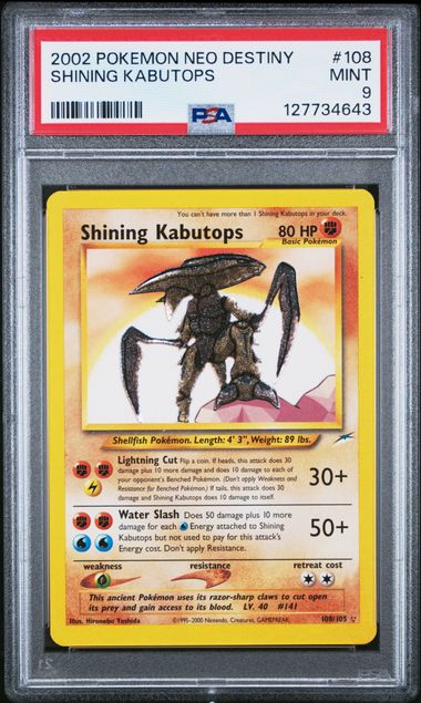Shining Kabutops 108/105 Neo Destiny Secret Rare Holo PSA 9 127734643