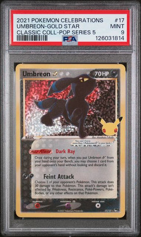 Umbreon Gold Star 17/17 Celebrations Classic Collection PSA 9 126031814