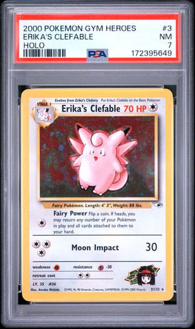 Erika's Clefable 3/132 Gym Heroes Holo PSA 7 172395649