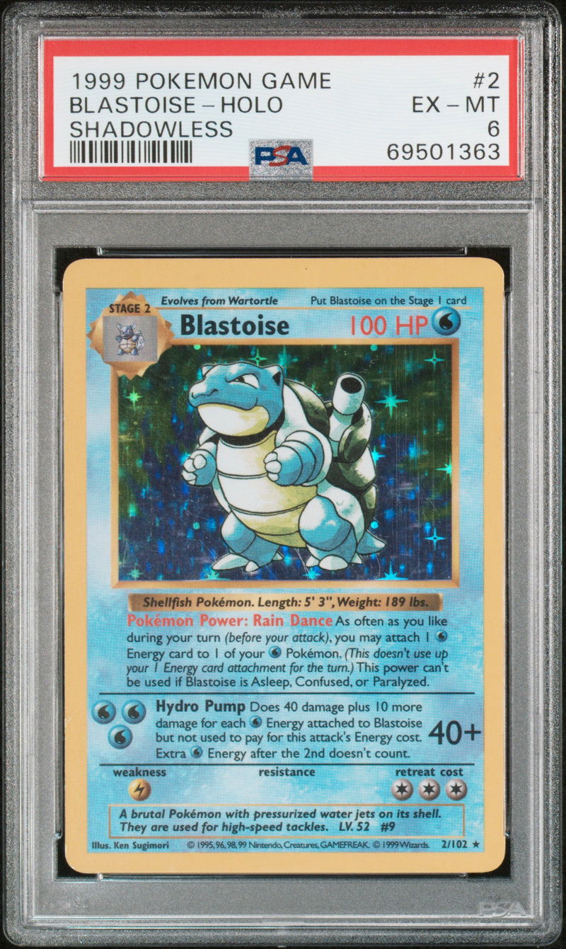 Blastoise 2/102 Shadowless Base Set PSA 6 69501363