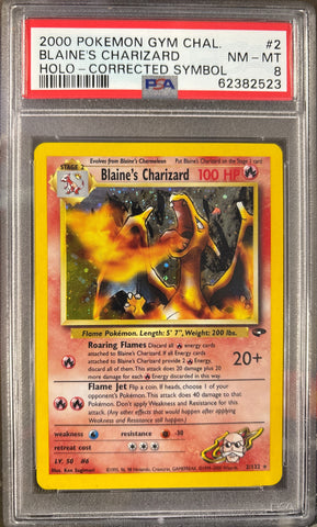 Blaine's Charizard 2/132 Gym Challenge CORRECTED PSA 8 62382523