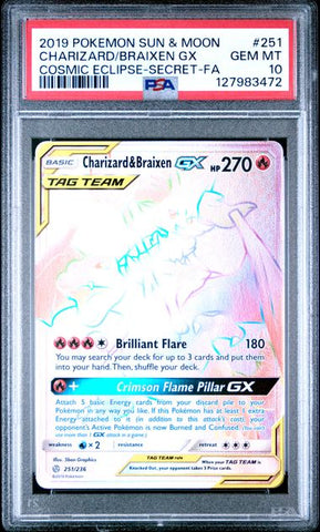 Charizard & Braixen GX 251/236 Cosmic Eclipse PSA 10 127983472