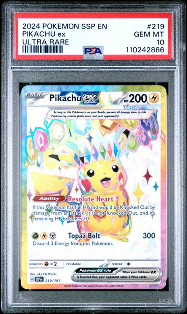 Pikachu ex 219/191 Surging Sparks PSA 10 110242866
