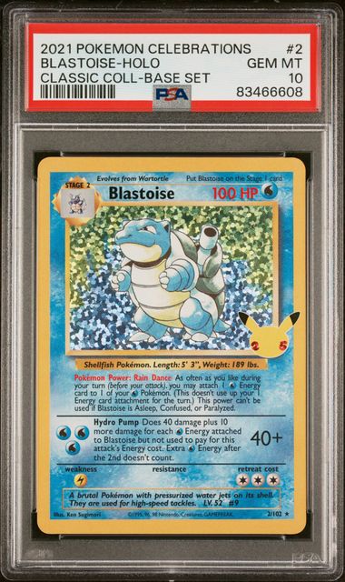 Blastoise 2/102 Celebrations Classic Collection PSA 10 83466608