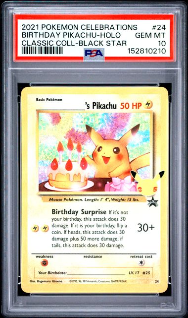 Birthday Pikachu Celebrations 24 PSA 10 152810210