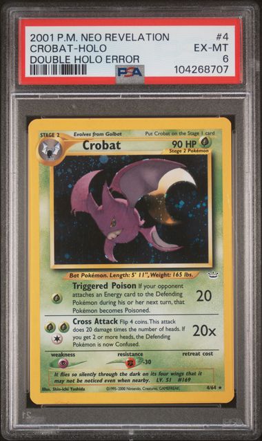 Crobat - Double Holo Error 4/64 Neo Revelation PSA 6 104268707