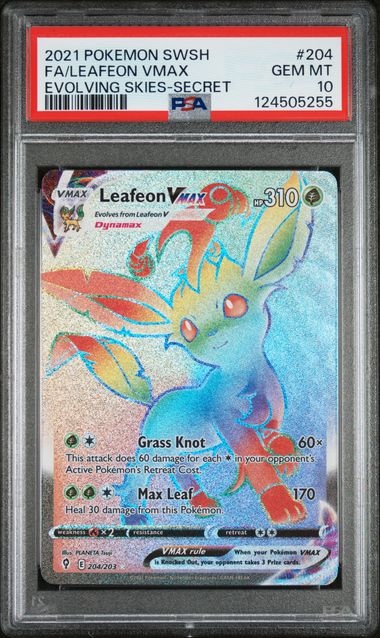 Leafeon VMAX 204/203 Evolving Skies Secret PSA 10 124505255