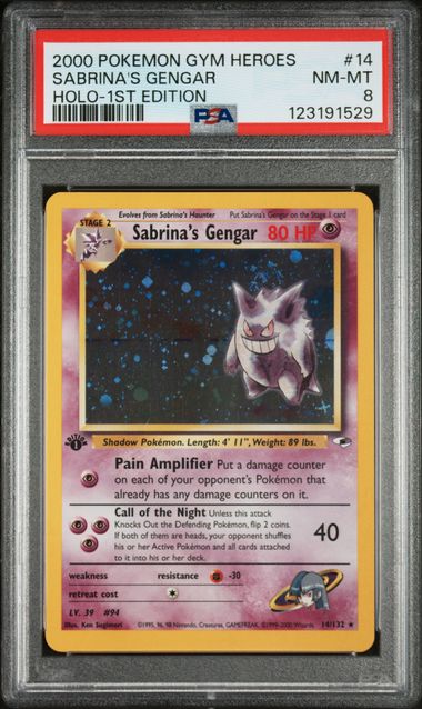 Sabrina's Gengar - Holo 14/132 Gym Heroes 1st Edition PSA 8 123191529