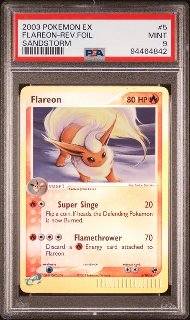 Flareon 5/100 Sandstorm Reverse Holo  PSA 9 94464842