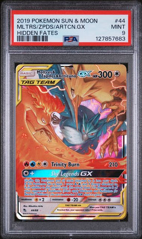 Moltres & Zapdos & Articuno 44/68 Hidden Fates PSA 9 127857683
