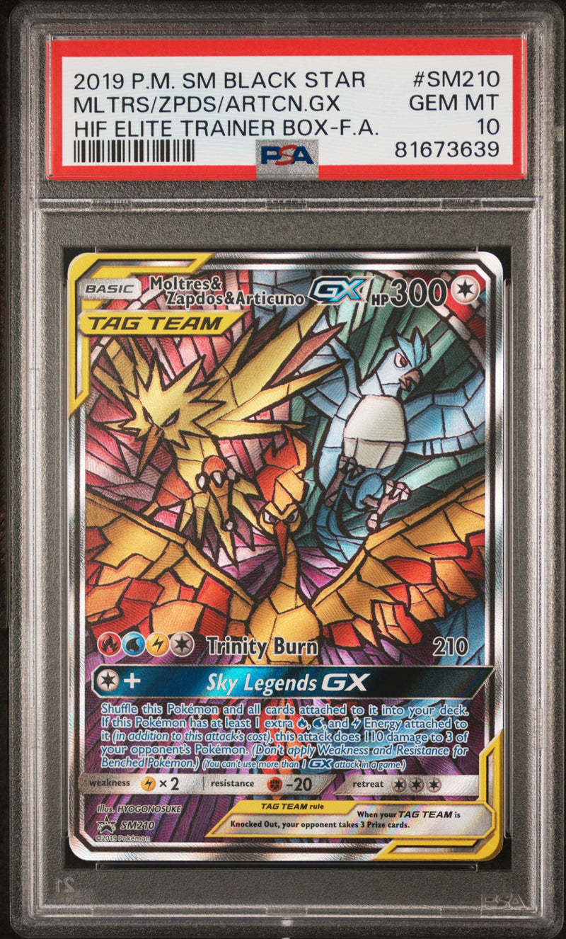 Moltres & Zapdos & Articuno GX Tag Team SM210 PSA 10 56311452