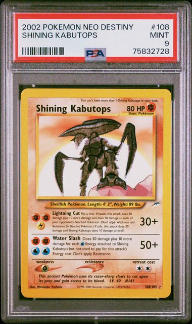 Shining Kabutops 108/105 Neo Destiny PSA 9 75832728