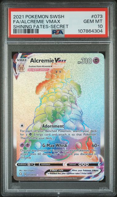Alcremie VMAX 073/072 Shining Fates PSA 10 107864304 Alcremie VMAX 073/072 Shining Fates PSA 10 107864304