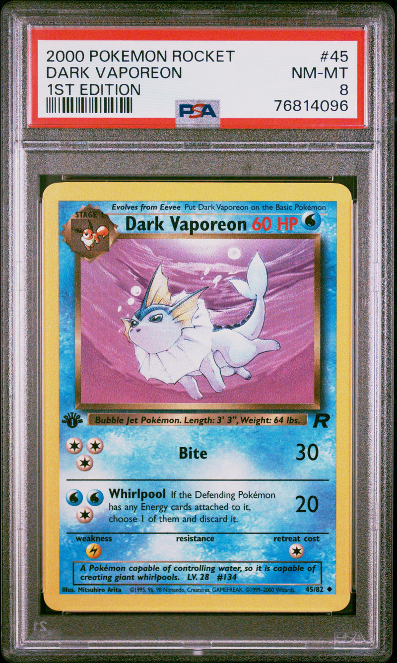 Dark Vaporeon 45/82 1st Edition Team Rocket PSA 8 76814096