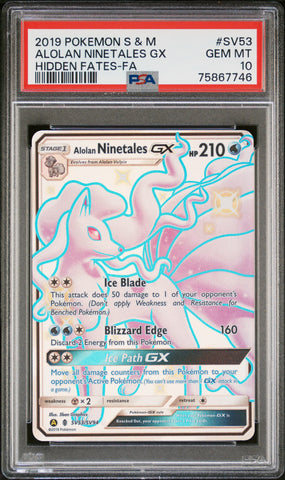 Alolan Ninetales GX SV53/SV94 Hidden Fates PSA 10 75867746