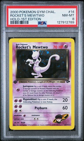 Rocket's Mewtwo 14/132 Gym Challenge 1st Edition PSA 8 127912789
