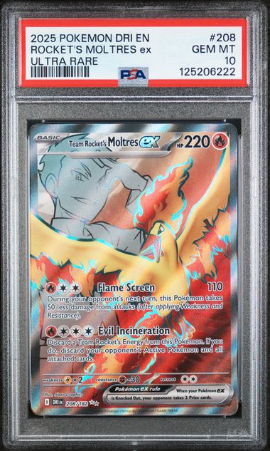 Team Rocket's Moltres ex 208/182 Destined Rivals PSA 10 125206222