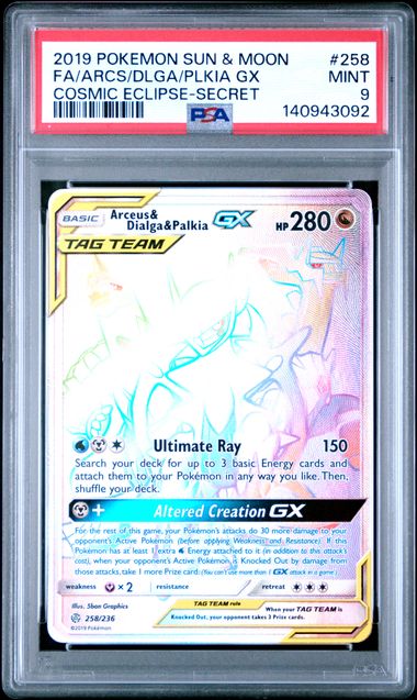 Arceus & Dialga & Palkia GX 258/236 Cosmic Eclipse PSA 9 140943092