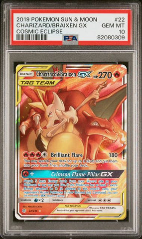 Charizard & Braixen GX 22/236 Cosmic Eclipse PSA 10 82080309