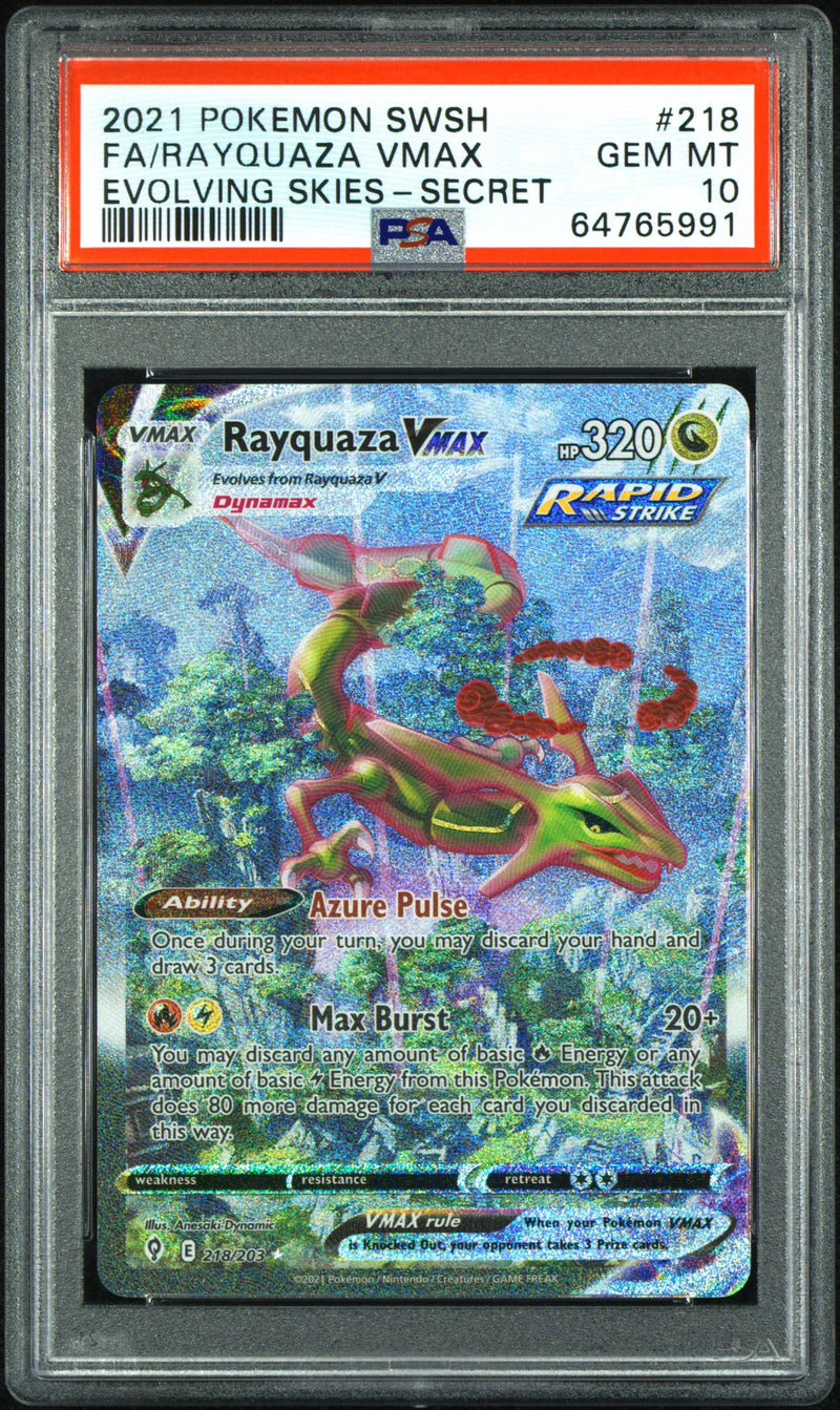 Rayquaza Vmax Alt Art Evolving Skies 218/203 PSA 10