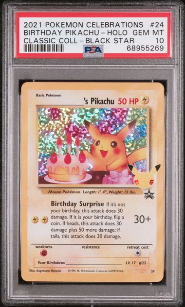 Birthday Pikachu 24 Celebrations Classic Collection Holo PSA 10 68955269