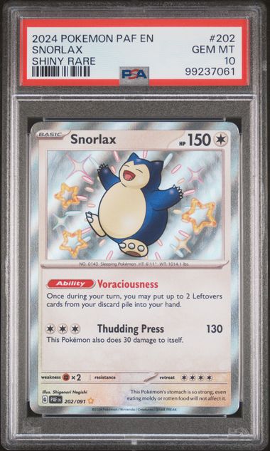 Snorlax 202/091 Paldean Fates PSA 10 99237061