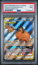 Raichu & Alolan Raichu GX 221/236 Sun & Moon: Unified Minds PSA 9 97945632