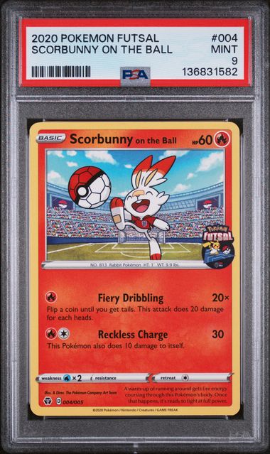 Scorbunny on the Ball 004/005 Pokemon Futsal PSA 9 136831582