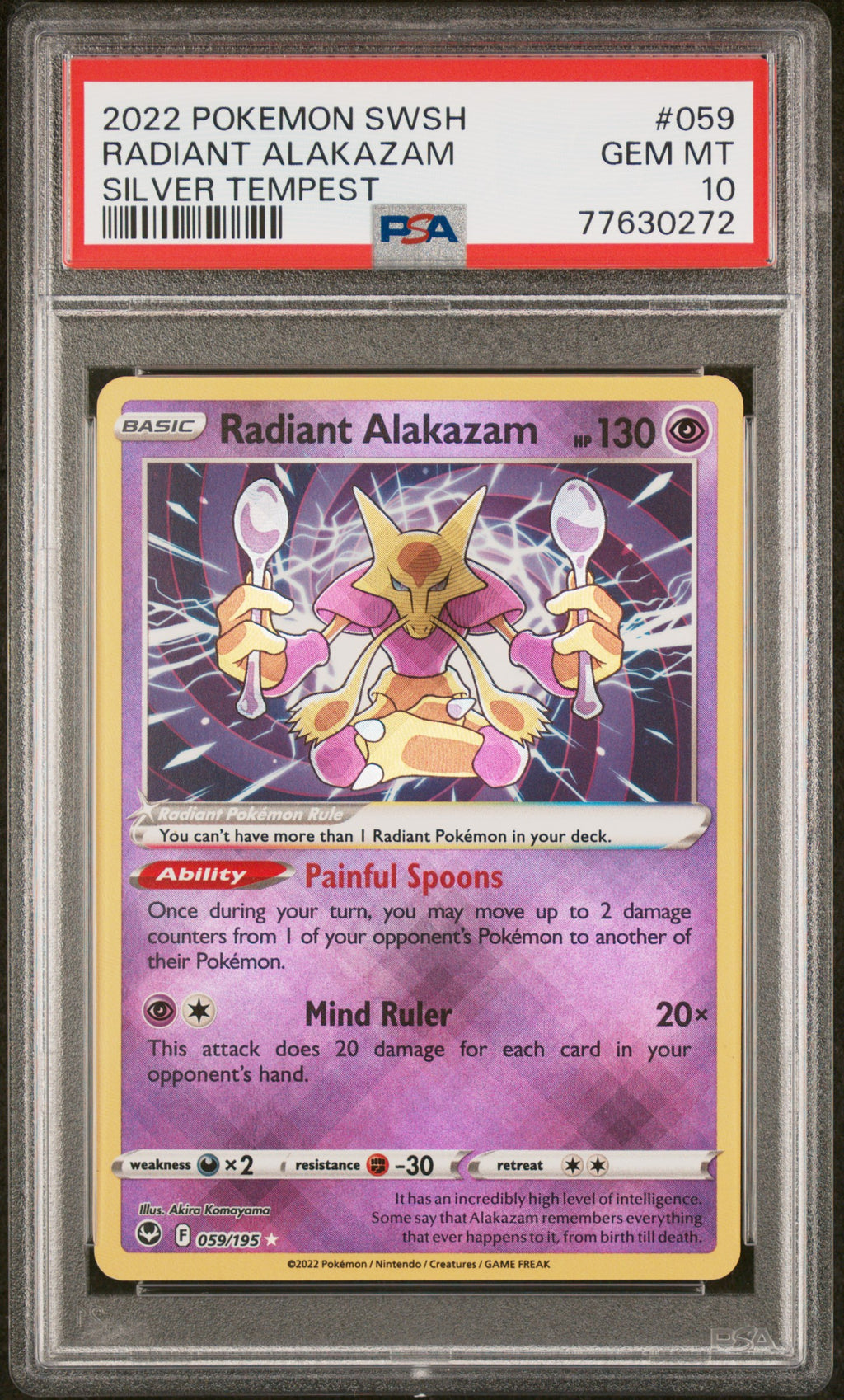 Radiant Alakazam 059/195 Silver Tempest PSA 10 77630272