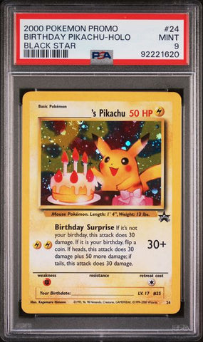 Birthday Pikachu (24) Black Star Promo PSA 9 92221620