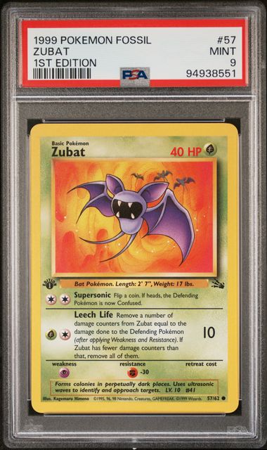 Zubat 57/62 Fossil 1st Edition PSA 9 94938551