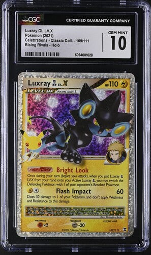 Luxray GL Lv. X 109/111 Celebrations Classic Coll. CGC 10 6034001028