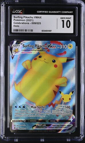 Surfing Pikachu VMAX 009/025 Celebrations CGC 10 6034001097
