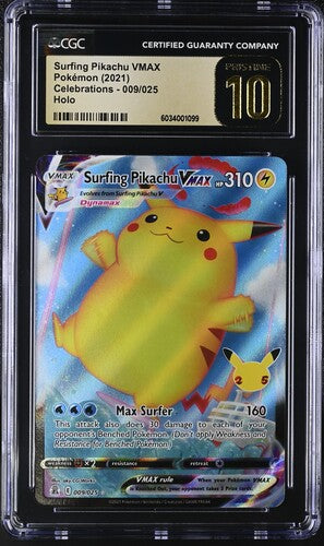 Surfing Pikachu VMAX 009/025 Celebrations CGC Pristine 10 6034001099