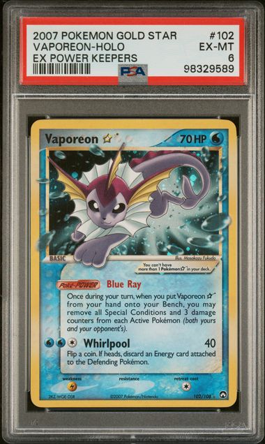 Vaporeon Gold Star 102/108 EX: Power Keepers PSA 6 98329589
