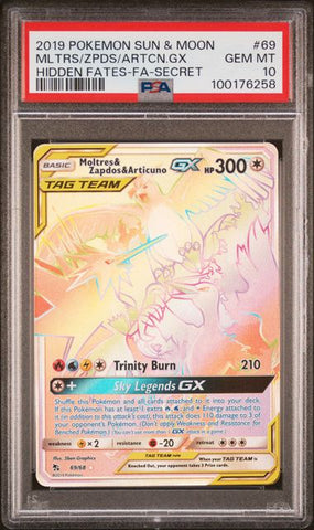 Moltres & Zapdos & Articuno GX 69/68 Hidden Fates PSA 10 100176258