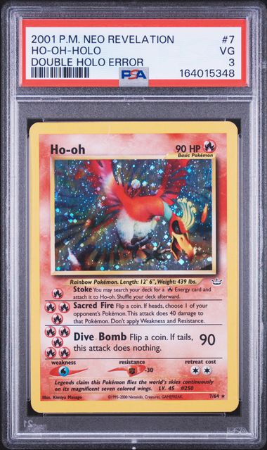 Ho-oh - Double Holo Error 7/64 Neo Revelation PSA 3 164015348