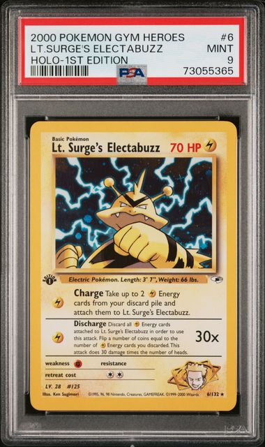 Lt. Surge's Electabuzz - Holo 6/132 Gym Heroes 1st Edition PSA 9 73055365