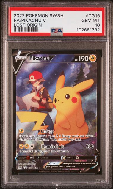 Pikachu V TG16/TG30 Lost Origin PSA 10 102661392