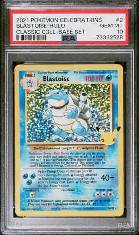 Blastoise 2/102 Celebrations Classic Collection PSA 10 73332528