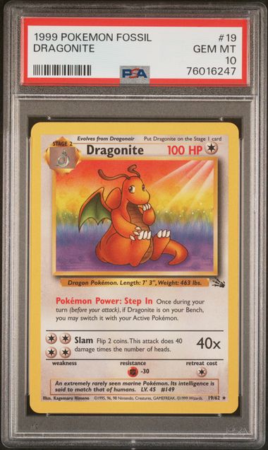 Dragonite 19/62 Fossil PSA 10 76016247