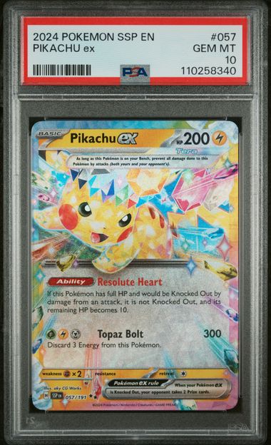 Pikachu ex 057/191 Surging Sparks PSA 10 110258340