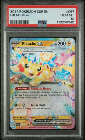 Pikachu ex 057/191 Surging Sparks PSA 10 110258340