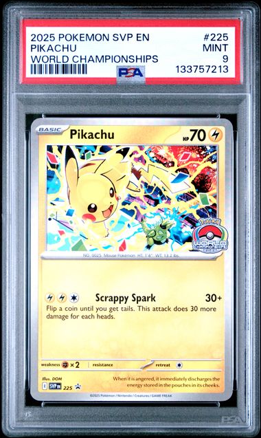 Pikachu (225) World Championship Promo PSA 9 133757213