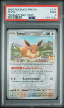 Eevee 074/131 Prismatic Evolutions Pokemon Day Promo Reverse Holo PSA 9 110674092