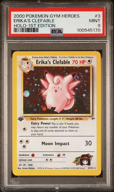 Erika's Clefable 3/132 Gym Heroes 1st Edition PSA 9 100545170